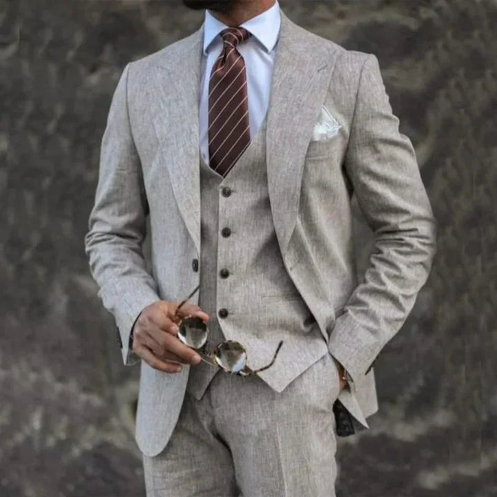 Men's Three-Piece Tailored Formal Suit Set – Structured Fit