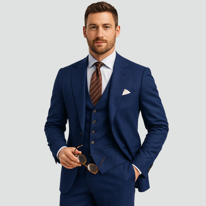 Men's Three-Piece Tailored Formal Suit Set – Structured Fit