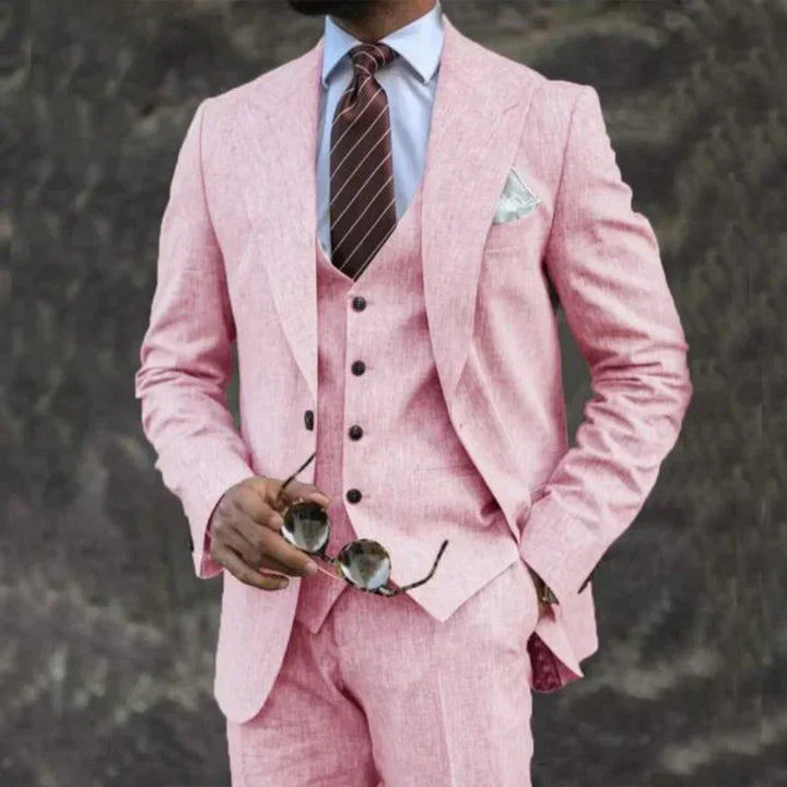 Men's Three-Piece Tailored Formal Suit Set – Structured Fit