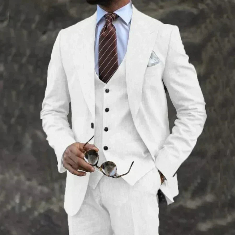 Men's Three-Piece Tailored Formal Suit Set – Structured Fit