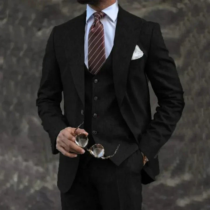 Men's Three-Piece Tailored Formal Suit Set – Structured Fit