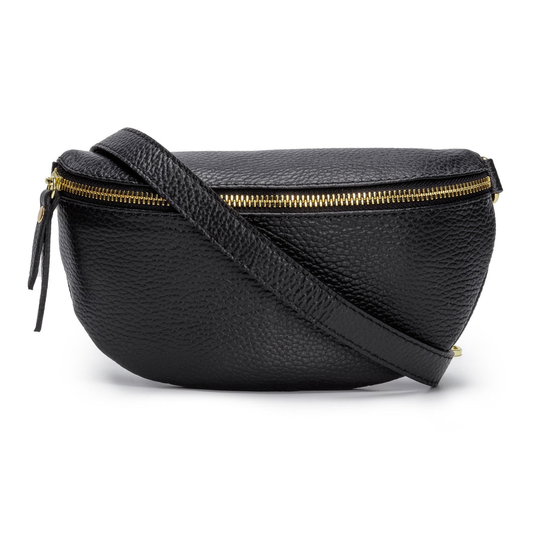 Women's Genuine Leather Sling Crossbody Bag – Chevron Strap Compact