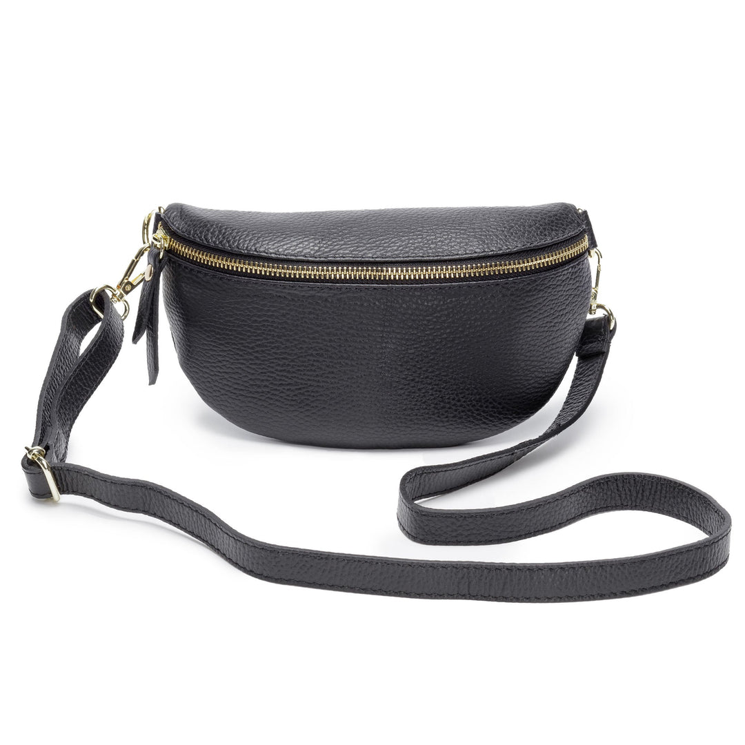 Women's Genuine Leather Sling Crossbody Bag – Chevron Strap Compact