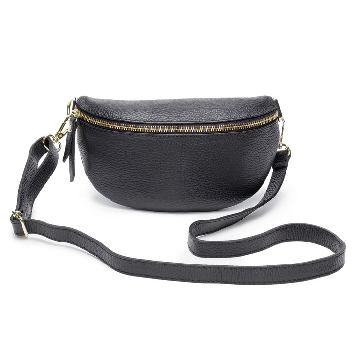 Women's Genuine Leather Sling Crossbody Bag – Chevron Strap Compact