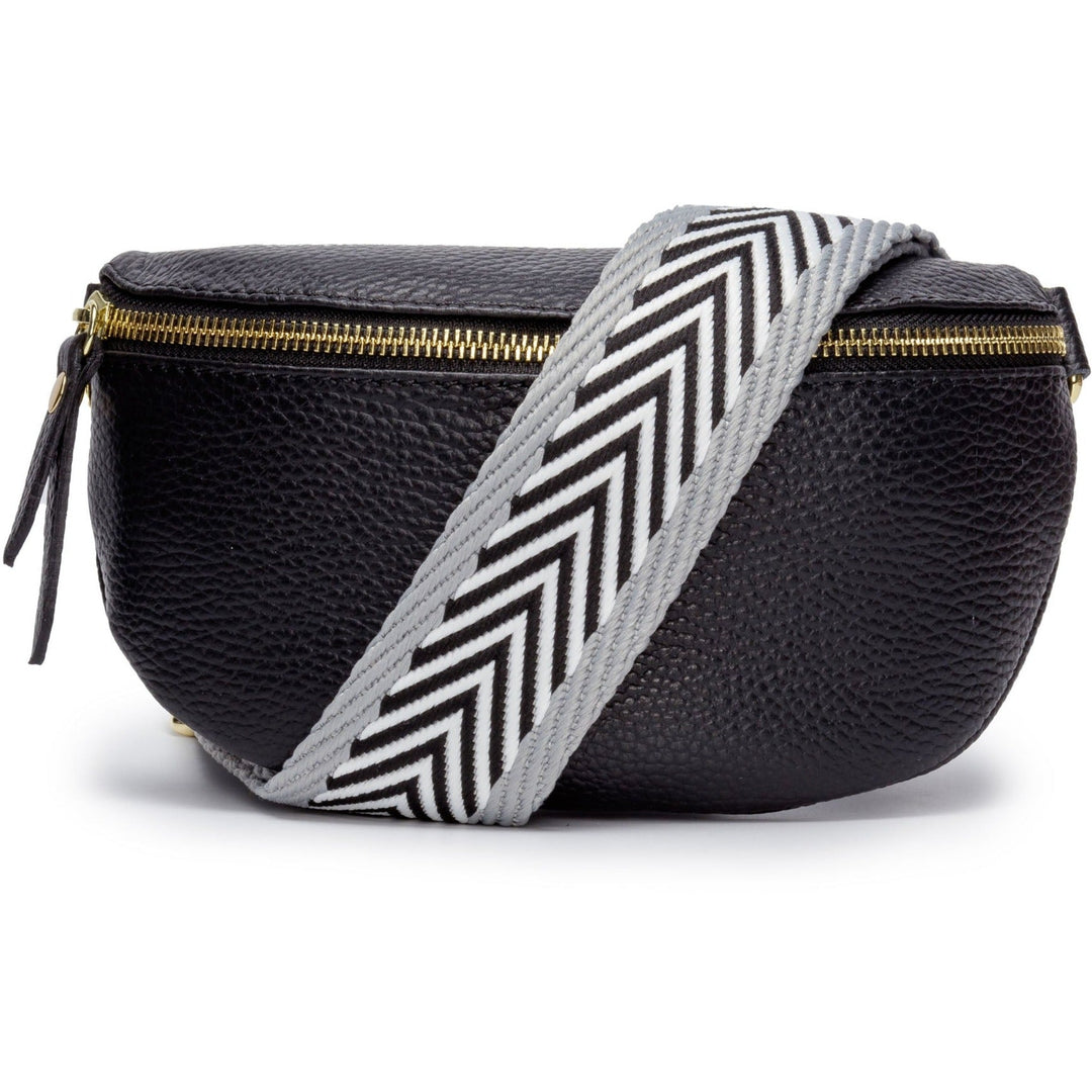 Women's Genuine Leather Sling Crossbody Bag – Chevron Strap Compact