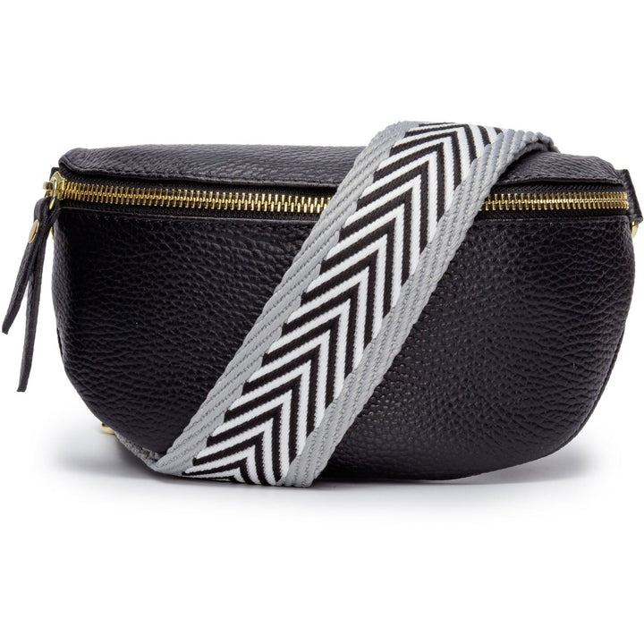 Women's Genuine Leather Sling Crossbody Bag – Chevron Strap Compact