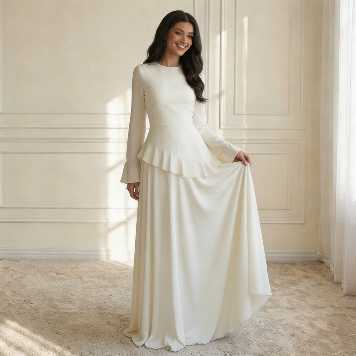 Maxi Dress – Flowy Ruffle Detail & Elegant Flared Silhouette