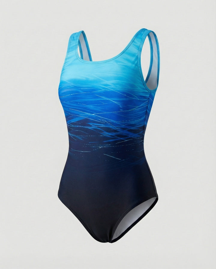 Women's One-Piece Swimsuit – Printed Athletic Sporty Fit