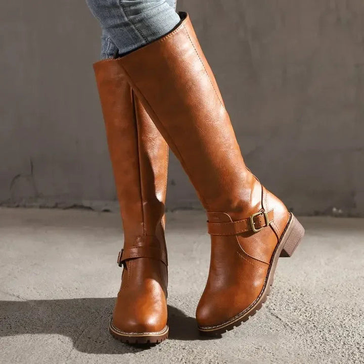 Knee-High Riding Boots – Buckle Detail | Women's Structured Fit