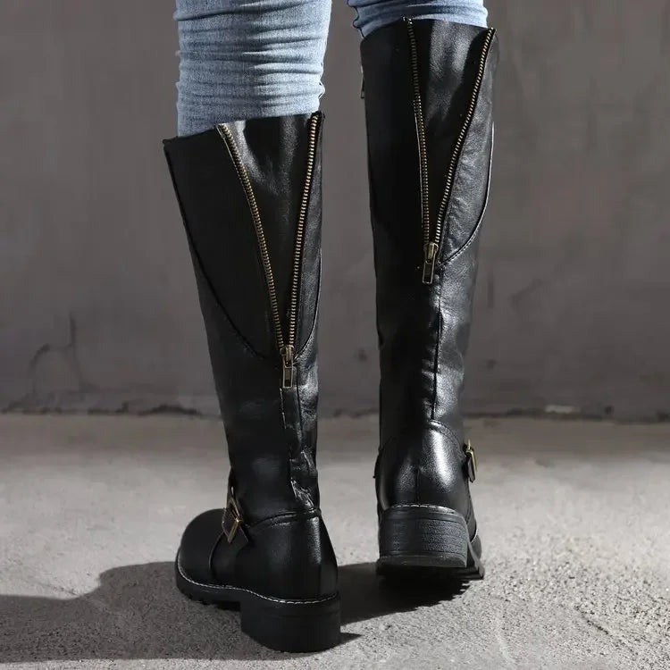 Knee-High Riding Boots – Buckle Detail | Women's Structured Fit