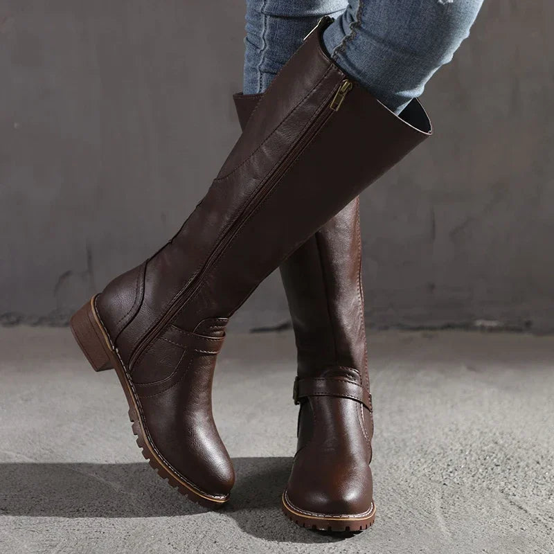 Knee-High Riding Boots – Buckle Detail | Women's Structured Fit
