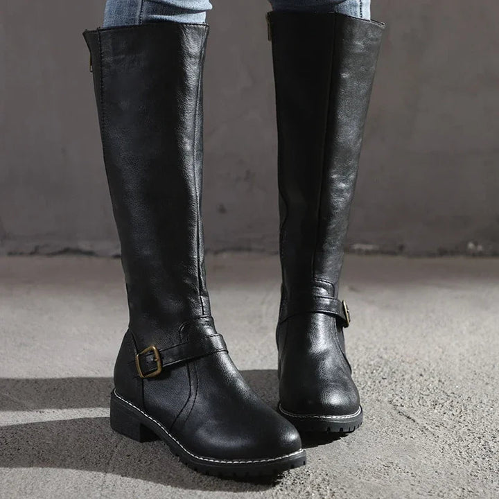 Knee-High Riding Boots – Buckle Detail | Women's Structured Fit