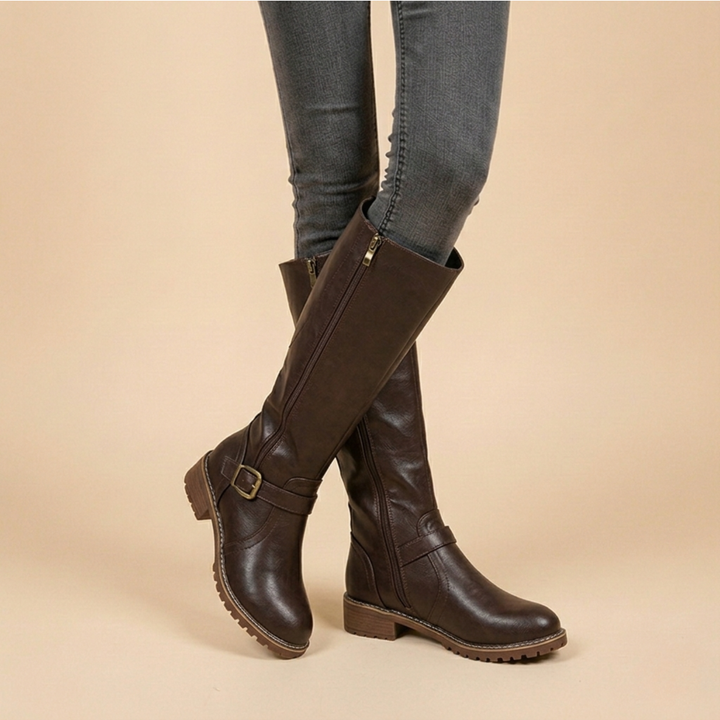 Knee-High Riding Boots – Buckle Detail | Women's Structured Fit