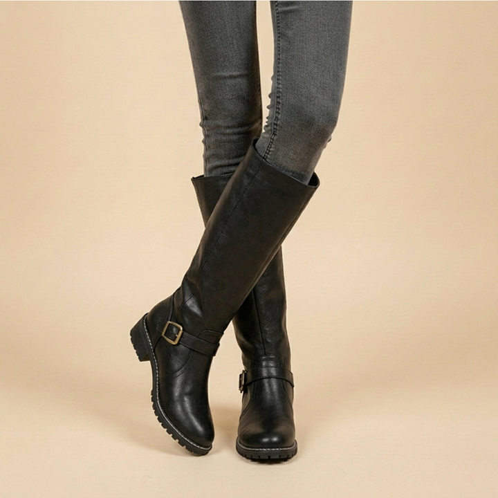 Knee-High Riding Boots – Buckle Detail | Women's Structured Fit