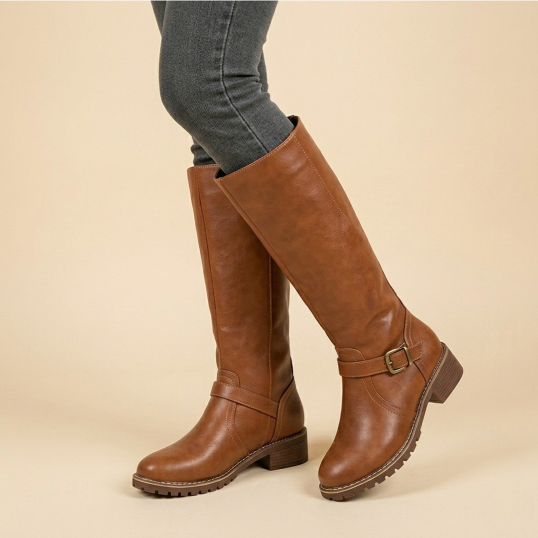 Knee-High Riding Boots – Buckle Detail | Women's Structured Fit