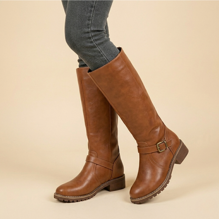 Knee-High Riding Boots – Buckle Detail | Women's Structured Fit