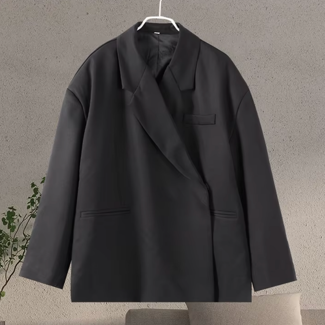 Women's Single Button Blazer Lapel Side Slit – Relaxed Smart Casual