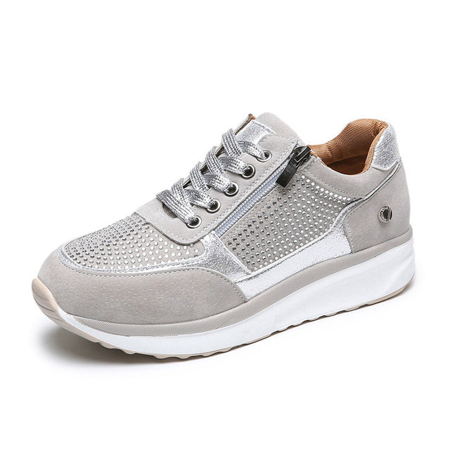 Women's Walking Trainers – Side Zip Textured Panel Design