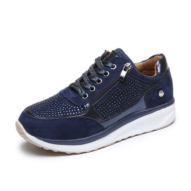 Women's Walking Trainers – Side Zip Textured Panel Design