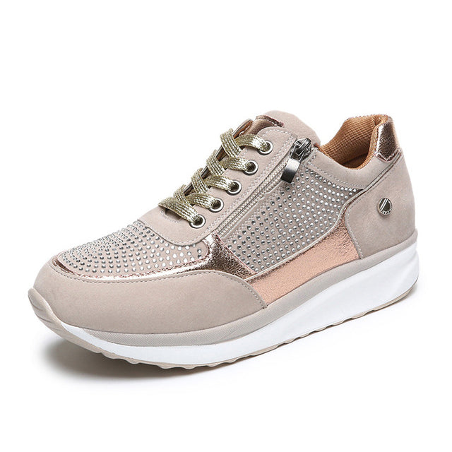 Women's Walking Trainers – Side Zip Textured Panel Design