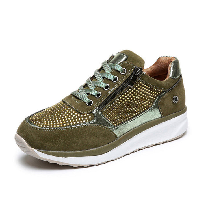Women's Walking Trainers – Side Zip Textured Panel Design
