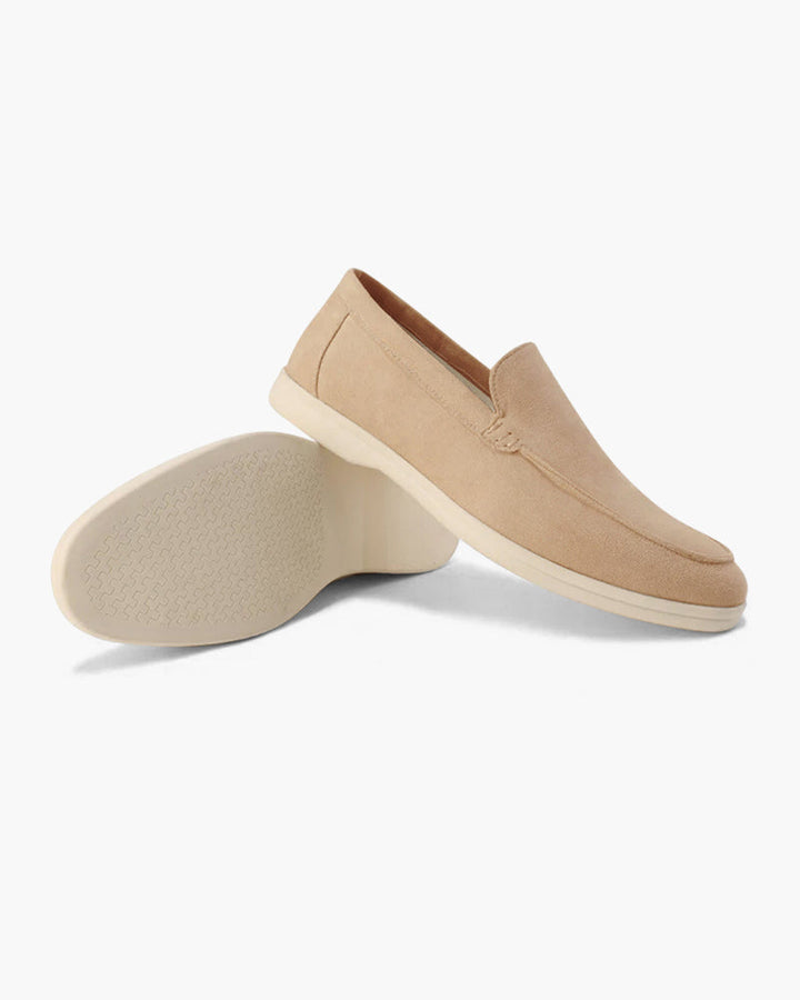 Men's Suede Loafers – Slip-On with Detailed Stitching