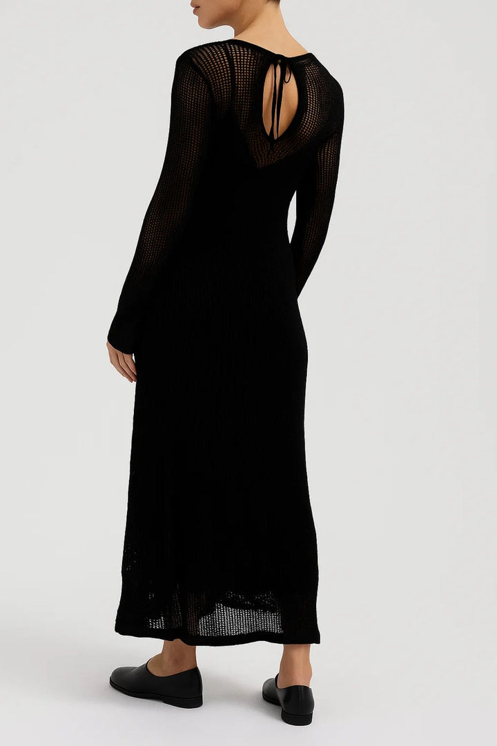 Long Sleeve Knit Midi Dress – Fitted Ribbed Silhouette