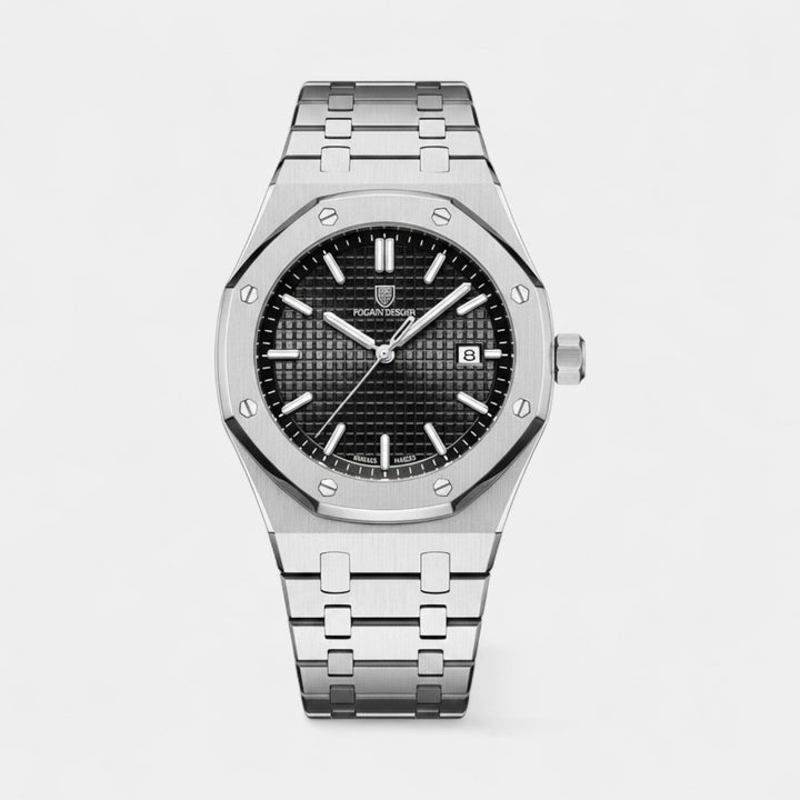 Men's Stainless Steel Quartz Watch – Luminous Dial Waterproof 42mm