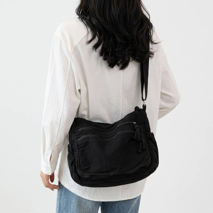 Women's Canvas Crossbody Bag – Multi-Pocket Retro Style