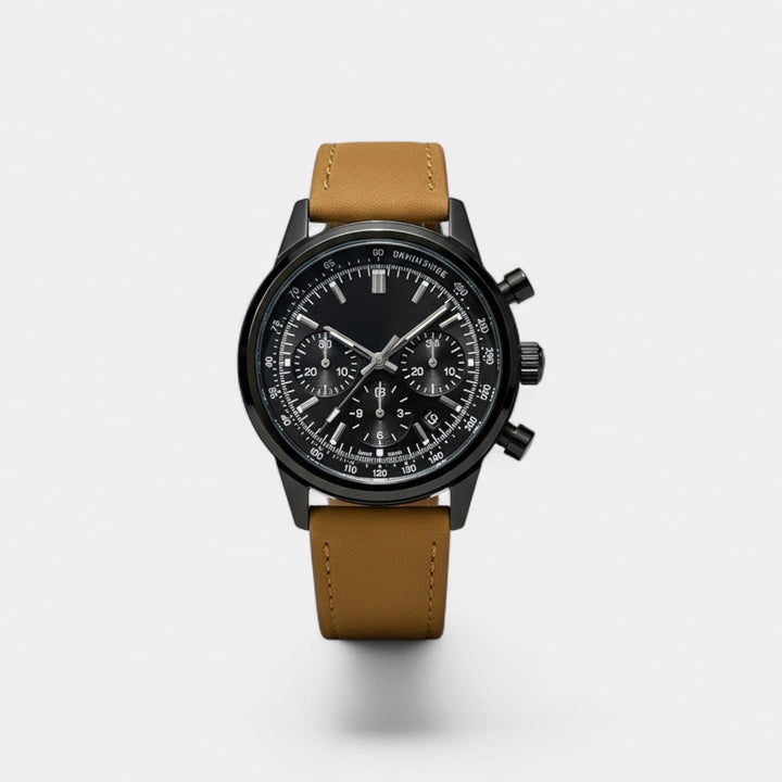 Men's Leather Strap Quartz Chronograph Watch – 40.5mm