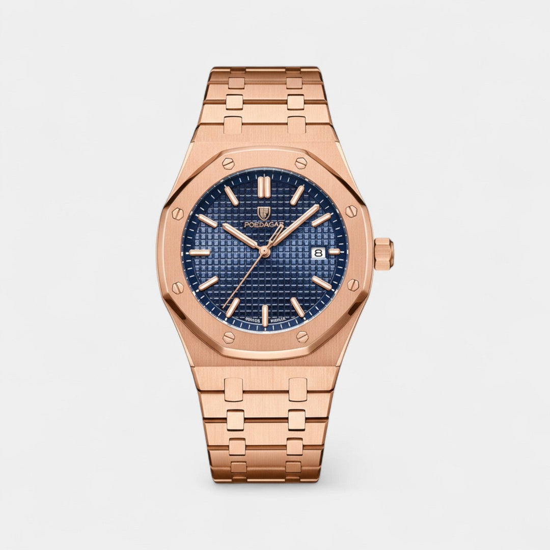 Men's Stainless Steel Quartz Watch 42mm – Polished Case Slim Dress