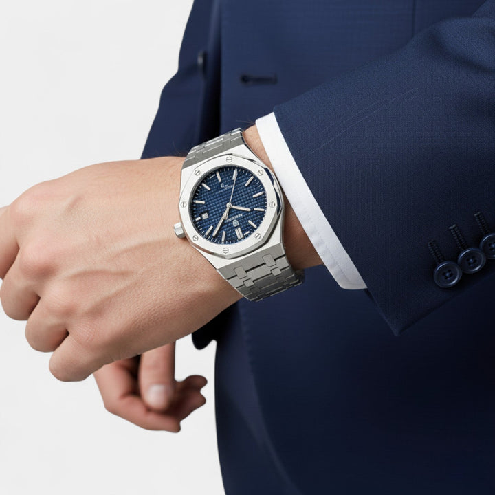 Men's Stainless Steel Quartz Watch – Luminous Dial Waterproof 42mm