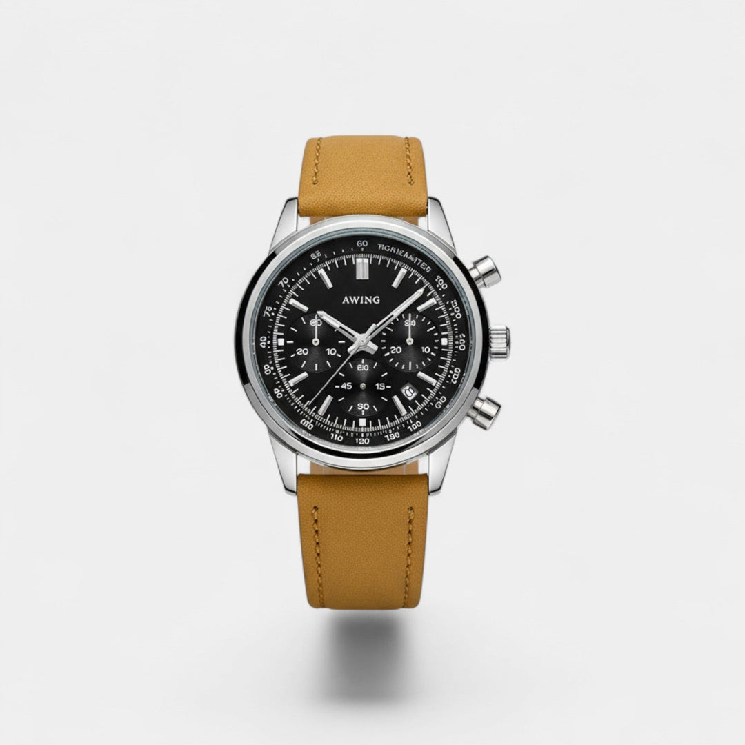 Men's Leather Strap Quartz Chronograph Watch – 40.5mm