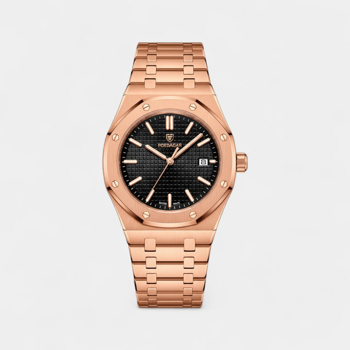 Men's Stainless Steel Quartz Watch 42mm – Polished Case Slim Dress