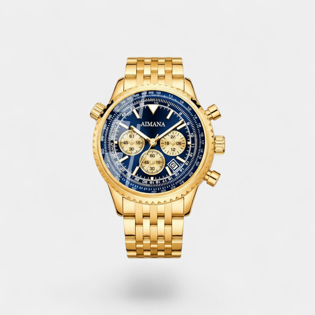 Men's Stainless Steel Quartz Watch 43mm – Polished Case Dress Watch