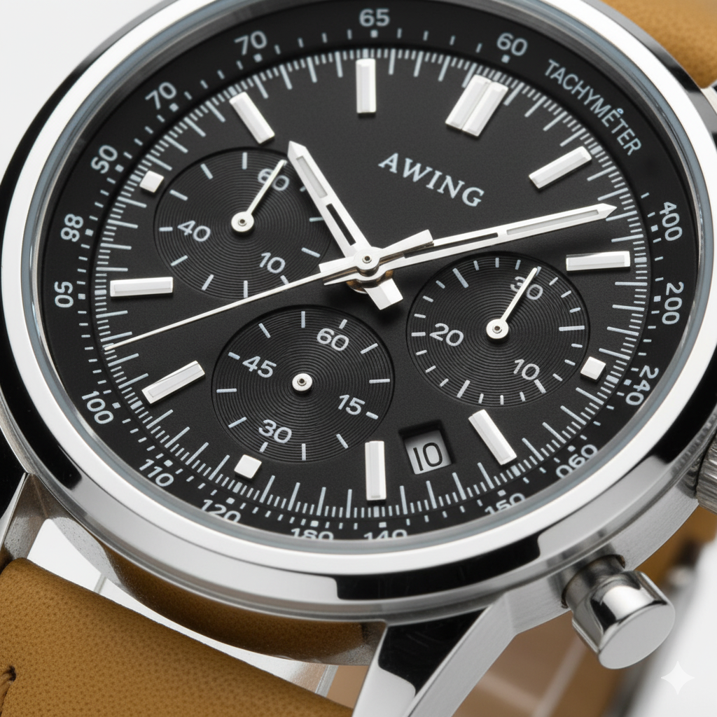 Men's Leather Strap Quartz Chronograph Watch – 40.5mm