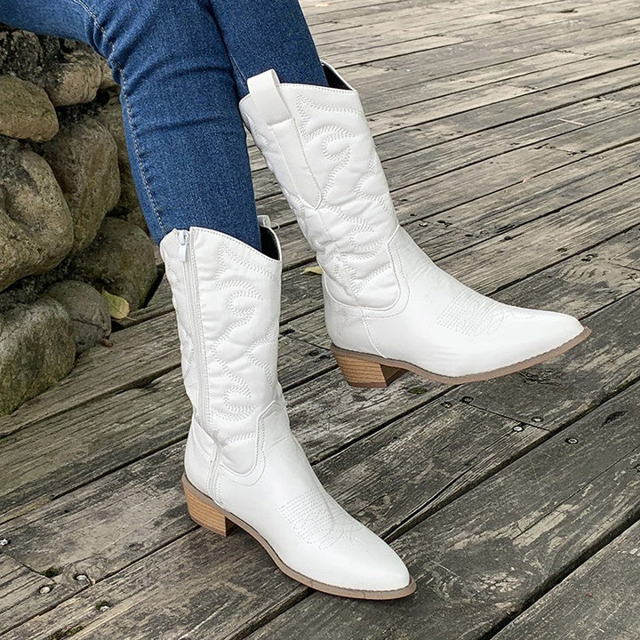 Metallic Cowboy Boots – Western Pointed Toe Block Heel