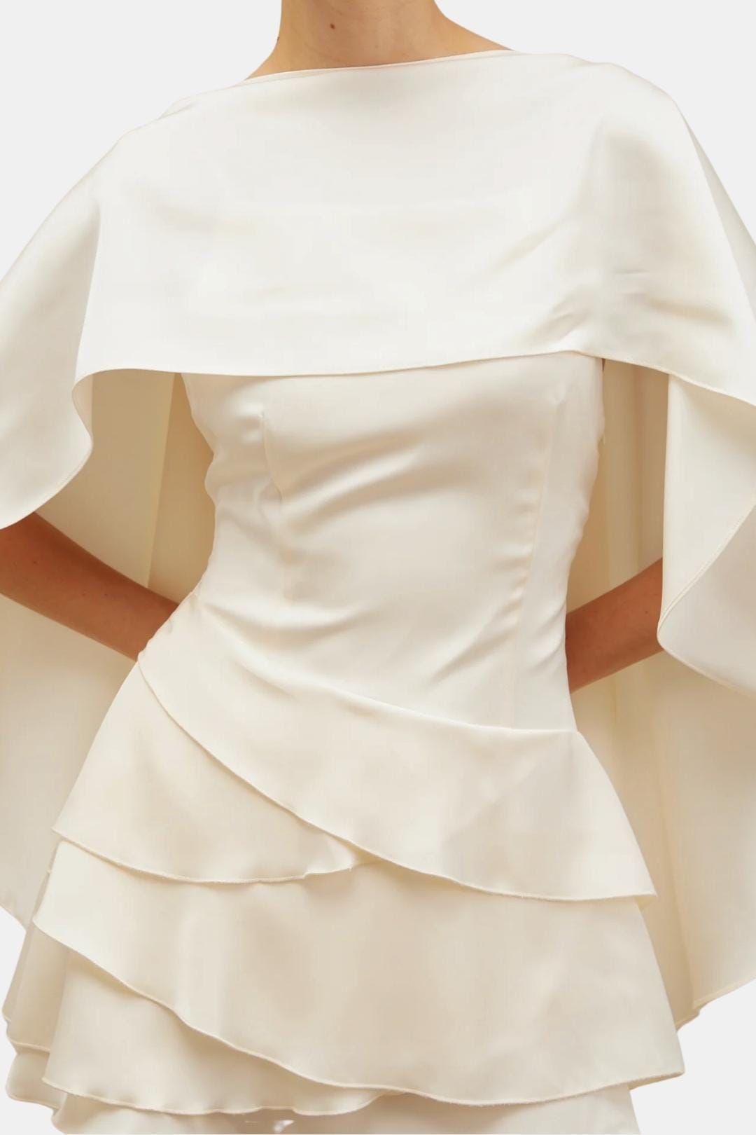 Open Back Satin Mini Dress – Ruffle Detail & Tie Waist