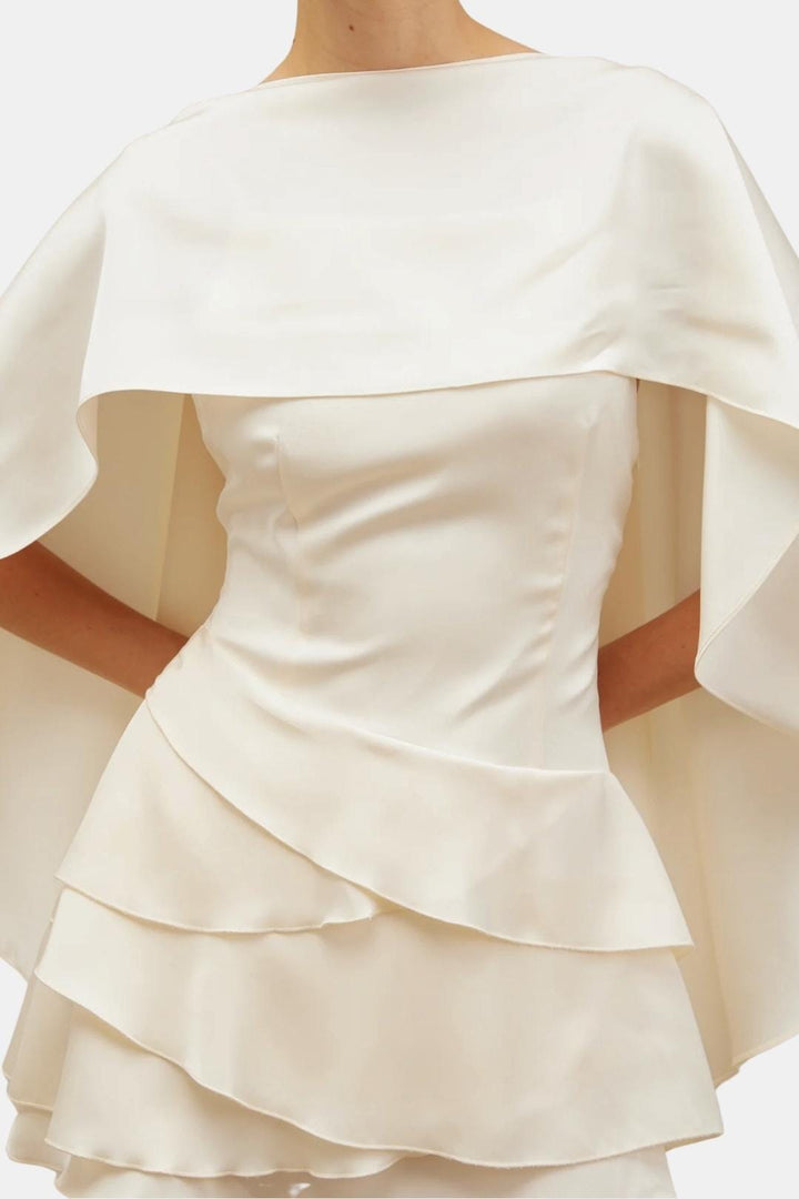 Open Back Satin Mini Dress – Ruffle Detail & Tie Waist