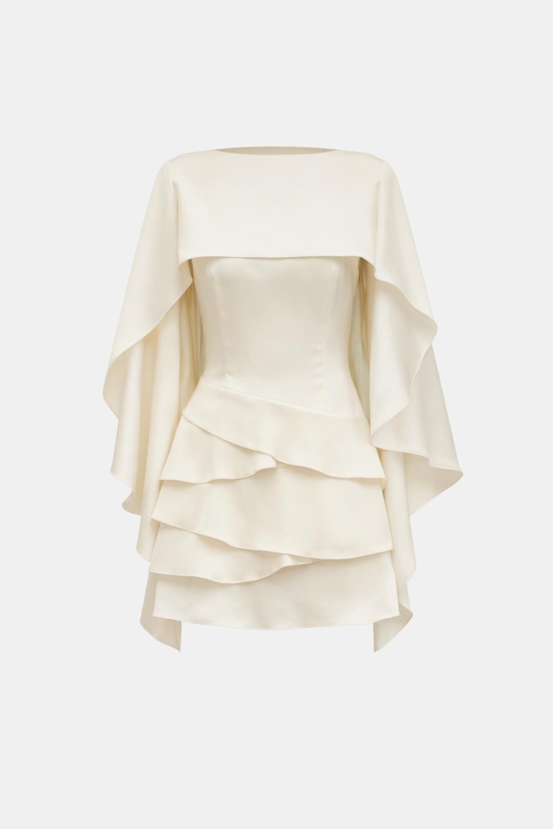 Open Back Satin Mini Dress – Ruffle Detail & Tie Waist