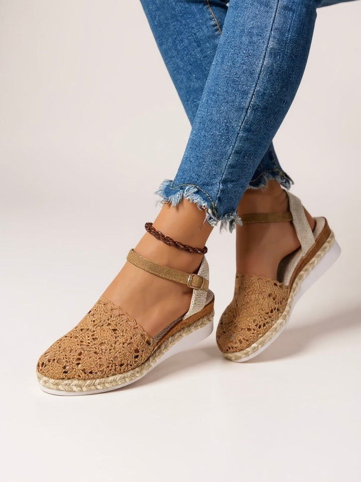 Women's Wedge Espadrille Sandals – Ankle Strap Boho Textured