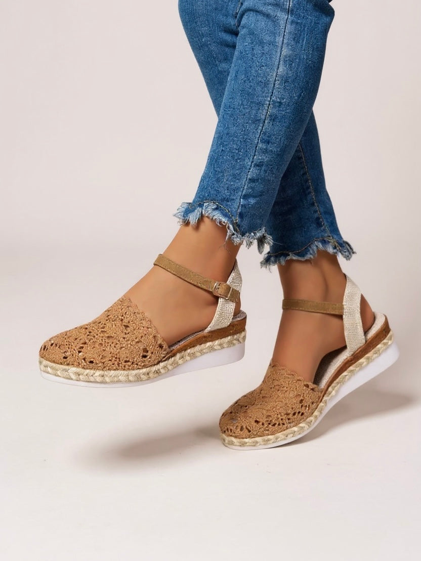 Women's Wedge Espadrille Sandals – Ankle Strap Boho Textured
