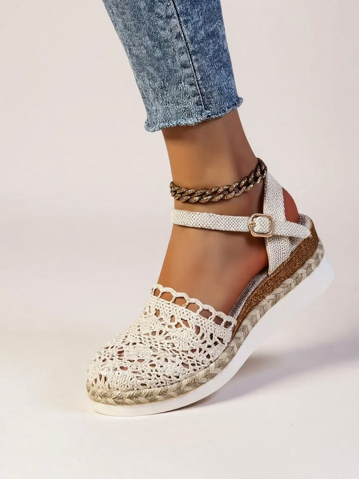Women's Wedge Espadrille Sandals – Ankle Strap Boho Textured