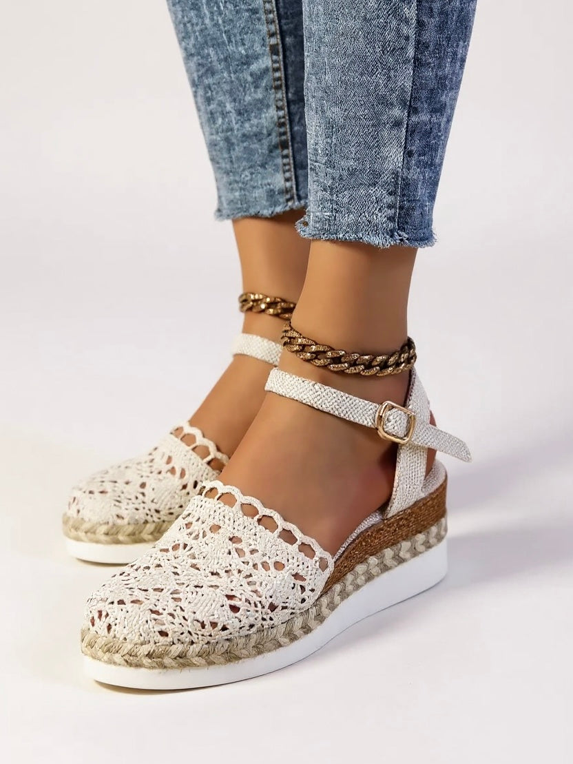 Espadrille Wedge Sandals – Women's Ankle Strap Platform