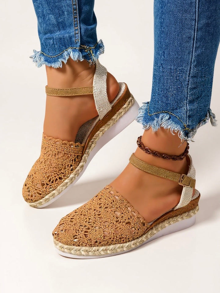 Women's Wedge Espadrille Sandals – Ankle Strap Boho Textured