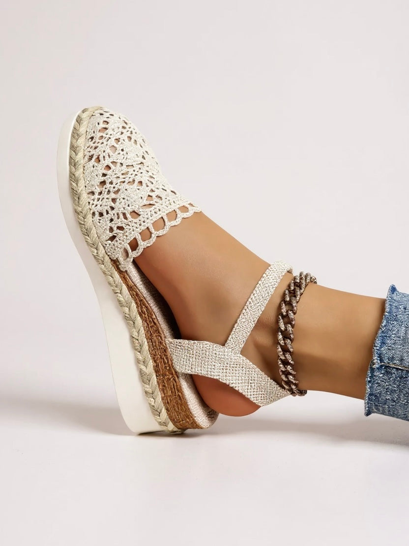 Women's Wedge Espadrille Sandals – Ankle Strap Boho Textured