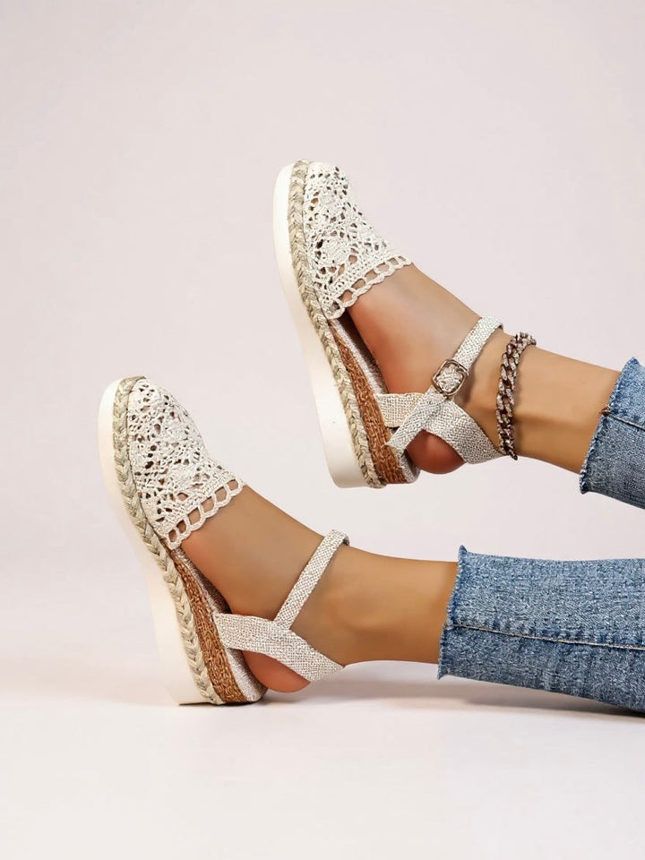 Women's Wedge Espadrille Sandals – Ankle Strap Boho Textured