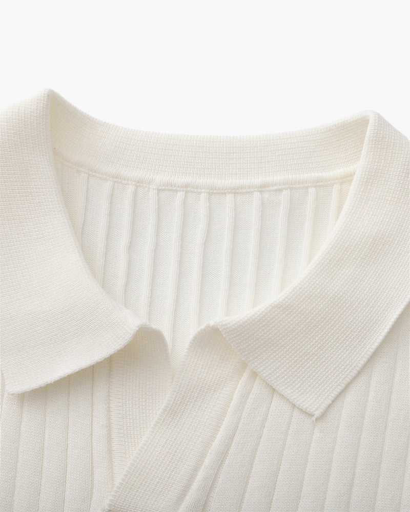 Men's Ribbed Knit Short Sleeve Polo Shirt – Relaxed Structured Fit