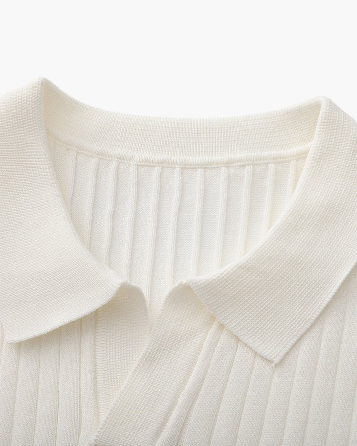 Men's Ribbed Knit Short Sleeve Polo Shirt – Relaxed Structured Fit