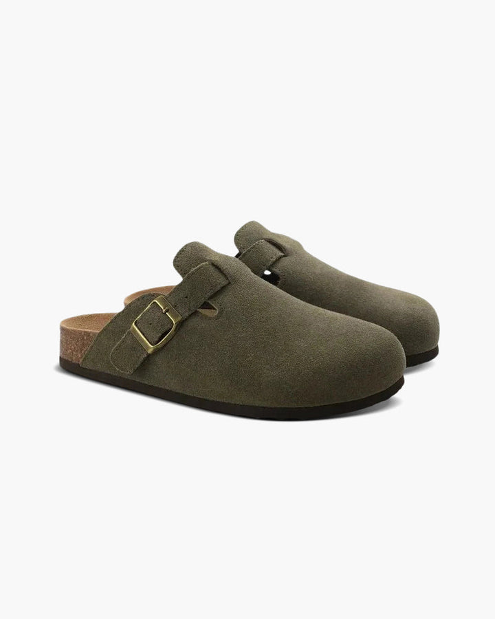 Men's Calf Suede Leather Clogs Slip-On – Comfortable Casual Footwear